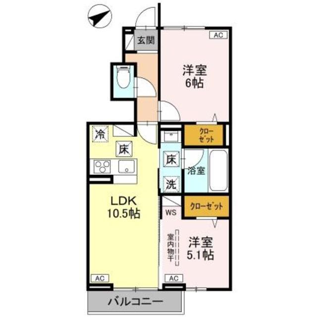 WISTERIA III(2LDK/1階)の間取り写真