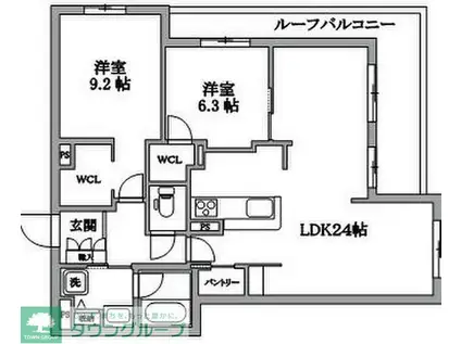 GRAN STRADA(2LDK/4階)の間取り写真