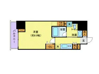 グランドコンシェルジュ六本木(1K/4階)の間取り写真