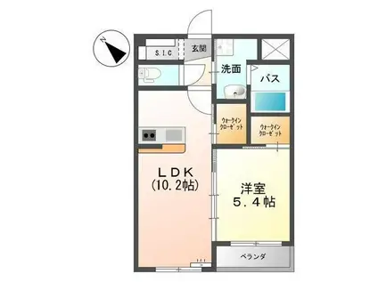 ロングロング東川口(1LDK/2階)の間取り写真