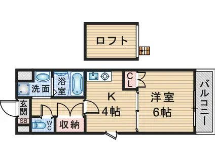 メゾン セルクル(1K/4階)の間取り写真