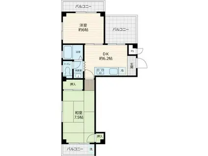 エステート立石(2DK/3階)の間取り写真