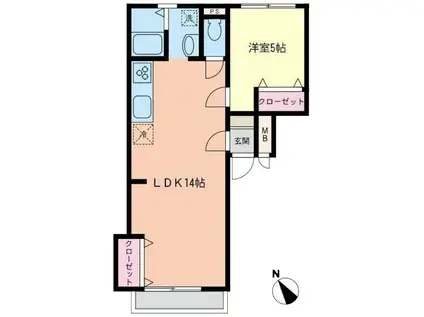 コープまきやII(1LDK/3階)の間取り写真