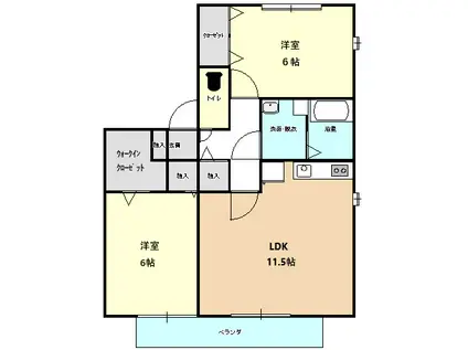 グランドゥールフレア(2LDK/2階)の間取り写真