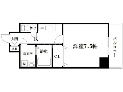 キャナル天満橋(1K/4階)の間取り写真