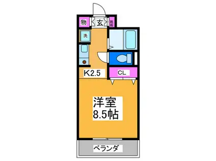 グランコートB棟(1K/2階)の間取り写真