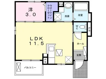 オスペダーレ・カネミツ(1LDK/1階)の間取り写真