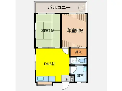 GARDEN HOUSE(2DK/3階)の間取り写真