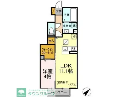 サニークレスト(1LDK/1階)の間取り写真