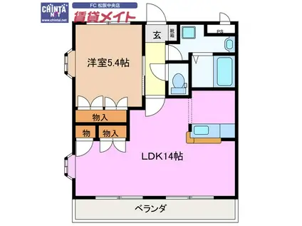 グレイス・MC(1LDK/1階)の間取り写真