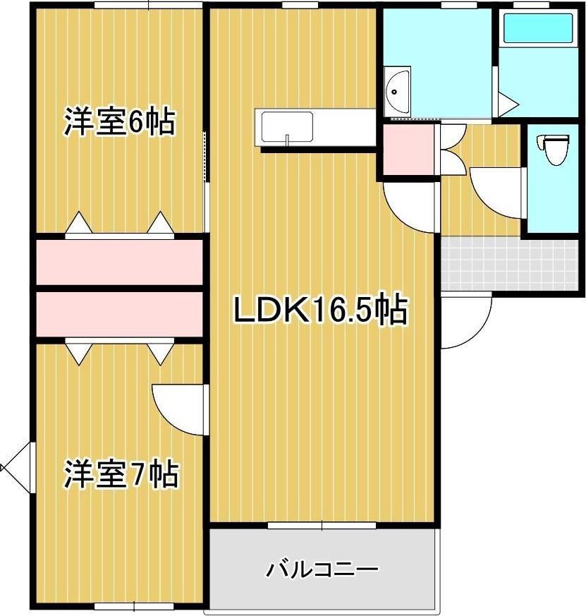 グリーンコーポ浪打 四番館(2LDK/2階)の間取り写真