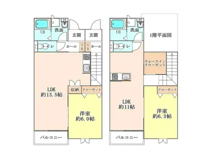 リベルテ(1LDK/2階)の間取り写真