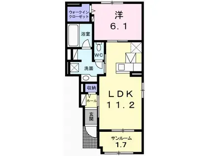 ヴィオラ 奏(1LDK/1階)の間取り写真