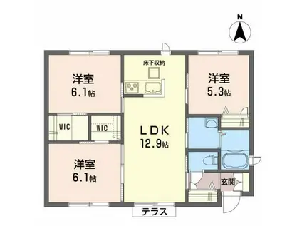 シャーメゾンRYO(3LDK/1階)の間取り写真