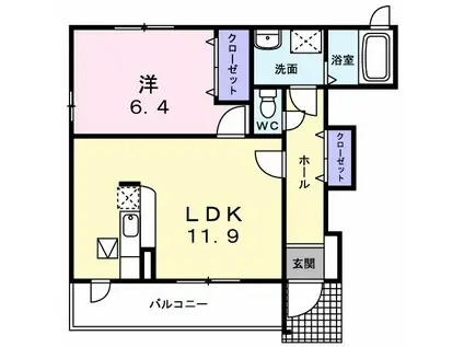 カンフォタブル(1LDK/1階)の間取り写真