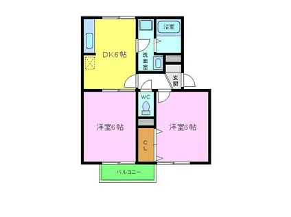 シャンポール壱番館(2DK/2階)の間取り写真