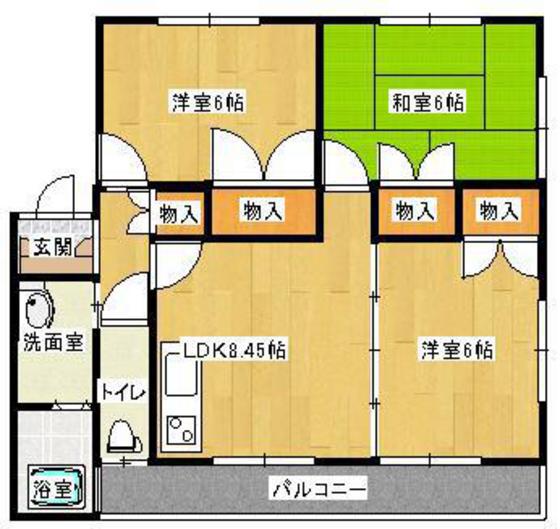 ファミーユ東本浦(3LDK/2階)の間取り写真