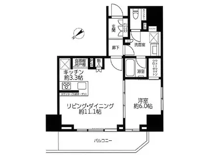 ザ・パークハウス&麹町レジデンス(1LDK/11階)の間取り写真