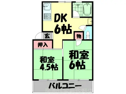 パインリーフ泉佐野(2DK/3階)の間取り写真