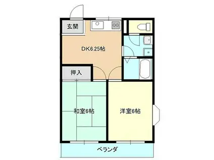 パークハイム(2DK/2階)の間取り写真
