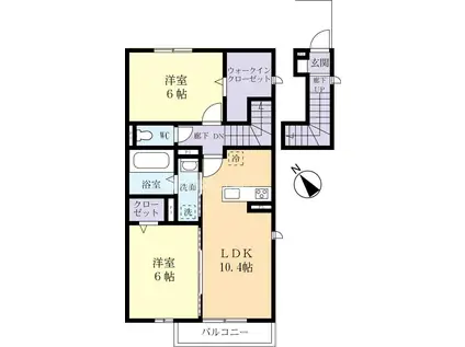GRAND RISE TSUKUBA B(2LDK/2階)の間取り写真