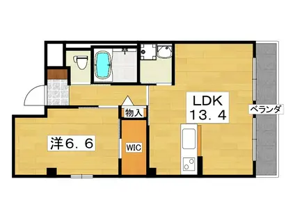 ウインド ビバーチェ(1LDK/2階)の間取り写真