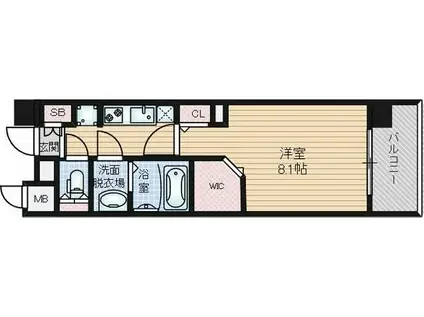 パルティール中村公園(1K/3階)の間取り写真