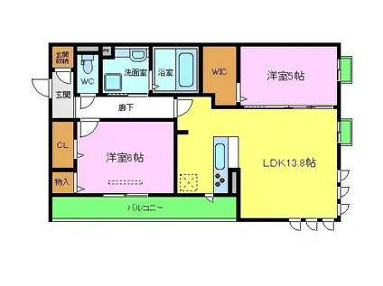 GRACIA NAVE グレーシアナヴィ(2LDK/2階)の間取り写真