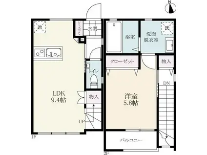 プレミアムアイランド下西(1LDK/1階)の間取り写真