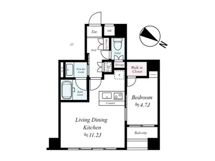 アーリアシティ日本橋(1LDK/4階)の間取り写真
