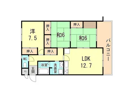 メゾン春日丘(3LDK/3階)の間取り写真