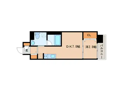 ザ・ブリスフルフォート仙台駅東(1DK/4階)の間取り写真