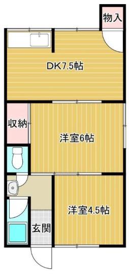 パールハイツ尾上(2DK/1階)の間取り写真