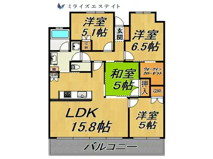 PARK AXIS金山ウエスト(4LDK/3階)の間取り写真