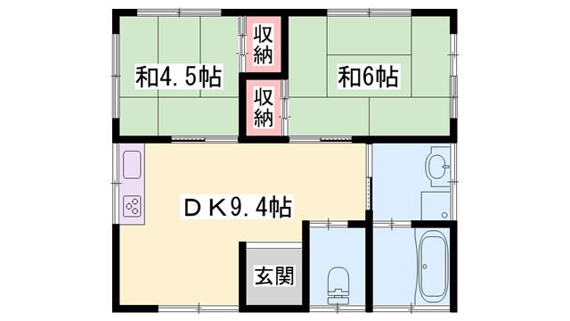 黒田荘(2DK/2階)の間取り写真