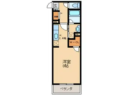 プランドール長後(ワンルーム/5階)の間取り写真