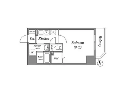 QUALITAS江東佐賀(1K/2階)の間取り写真