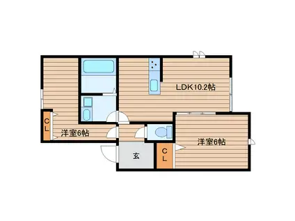 松森八沢AP(2LDK/1階)の間取り写真