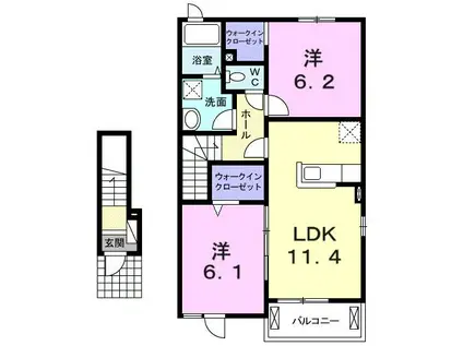 メゾン カクエール(2LDK/2階)の間取り写真