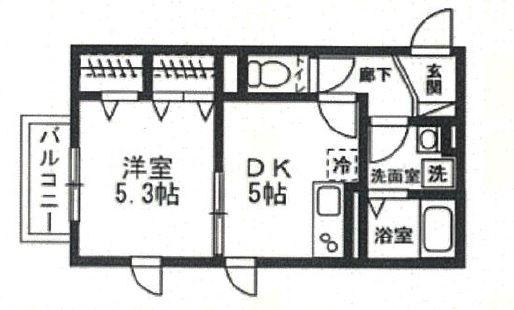 パレス稲毛(1DK/1階)の間取り写真