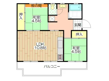 諏訪原団地1街区1号棟(2LDK/4階)の間取り写真