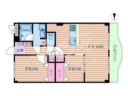 FLORAL IZUMI(2LDK/2階)の間取り写真