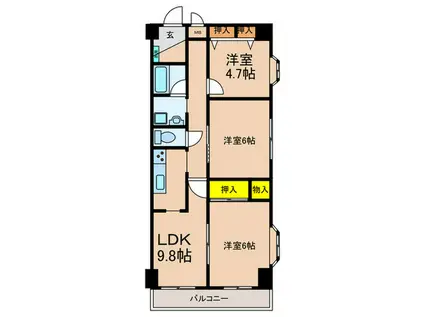 DKHマキノ(3LDK/4階)の間取り写真