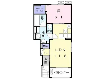 アール グレイ(1LDK/1階)の間取り写真