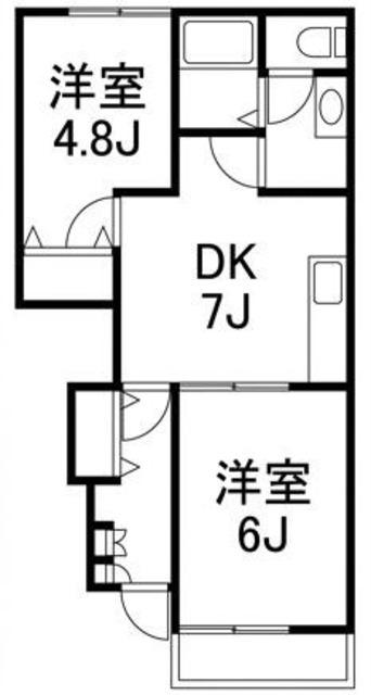 グランデュール(2DK/1階)の間取り写真