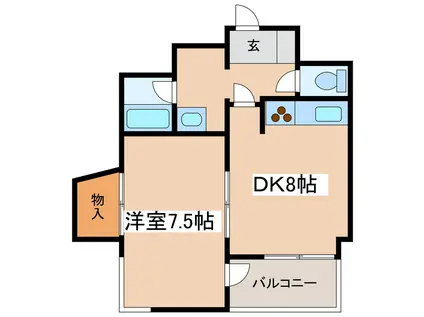 K&Mビル(1DK/3階)の間取り写真