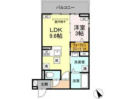 ルナジア(1LDK/1階)の間取り写真