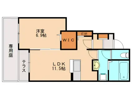 エクシード・ヴィラ津屋崎II(1LDK/1階)の間取り写真