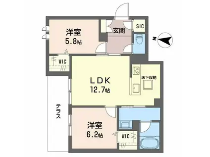 シャーメゾン ル リアン(2LDK/1階)の間取り写真