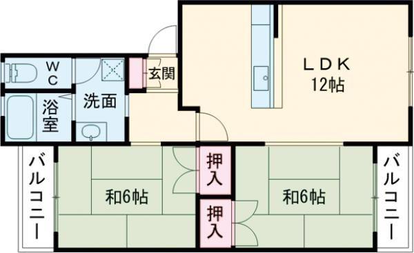 チェスナットコートII(2LDK/1階)の間取り写真